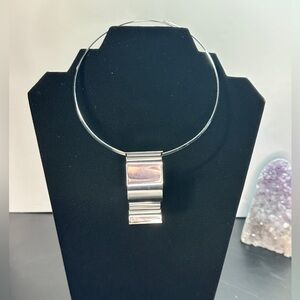 Silver Tone Collar Necklace | Modern Minimalist Statement Jewelry